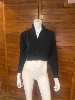 Bluenotes Black Cropped Half-Zip Sweatshirt